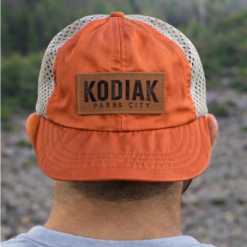 Kodiak Park City Utah Trucker Hat Richardson Outdoor Mesh Snapback Orange Cap